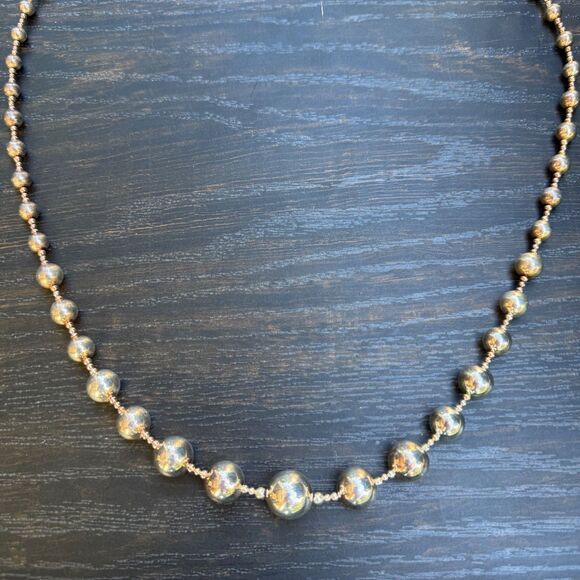 32" Vintage Desert Pearls Sterling Silver Necklace Graduated Bead 925 LONG - Picture 4 of 16